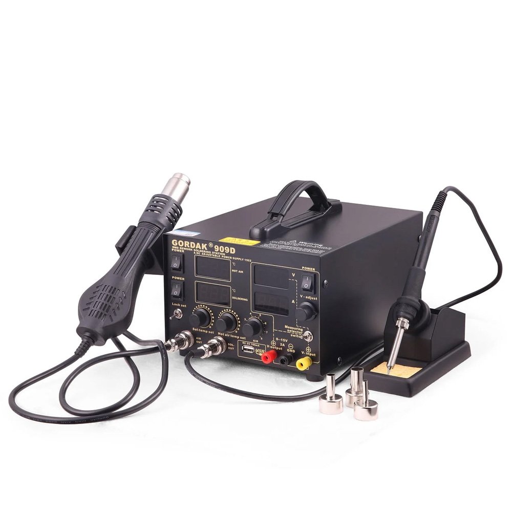 GORDAK 909D 3-in-1 Soldering and Rework Station with Adjustable DC Power Supply